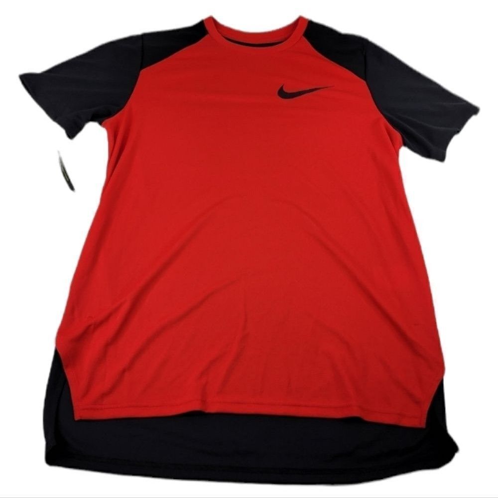 NEW L NIKE RED BLACK MENS SIDE VENT PERFORMANCE ACTIVE DRI-FIT TSHIRT large NWT